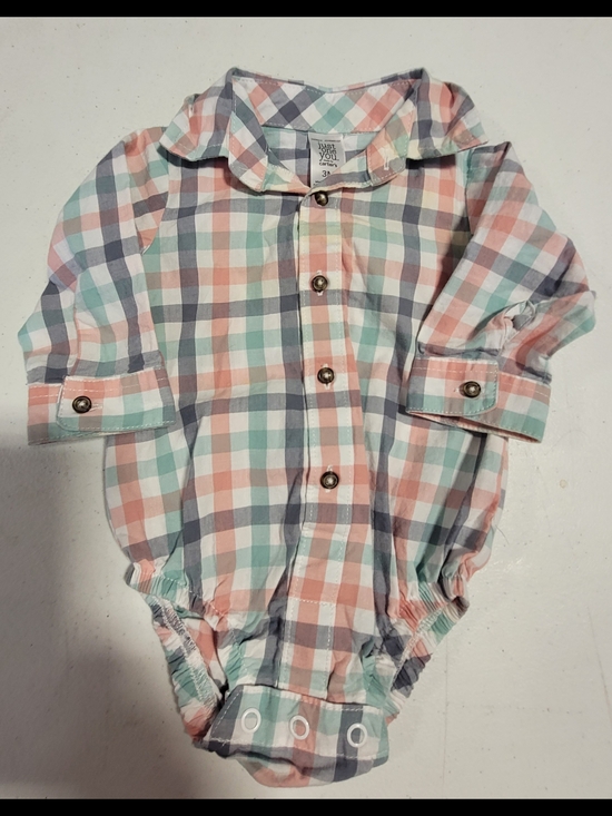 Just One You By Carters Other - Plaid Button-Front Baby One-Piece Bodysuit in Pink, Mint & Gray